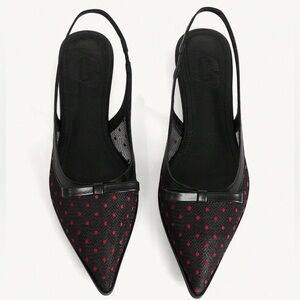 🆕 Polka Dot Mesh Slingback Flats